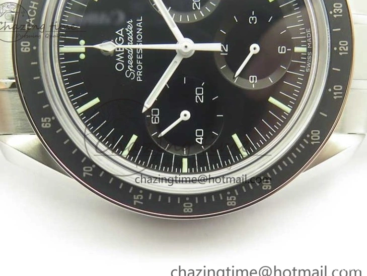 0114 Durable Speedmaster Professional SS OMF Best Edition Black Dial on SS Bracelet Manual Winding Chrono Movement 7995